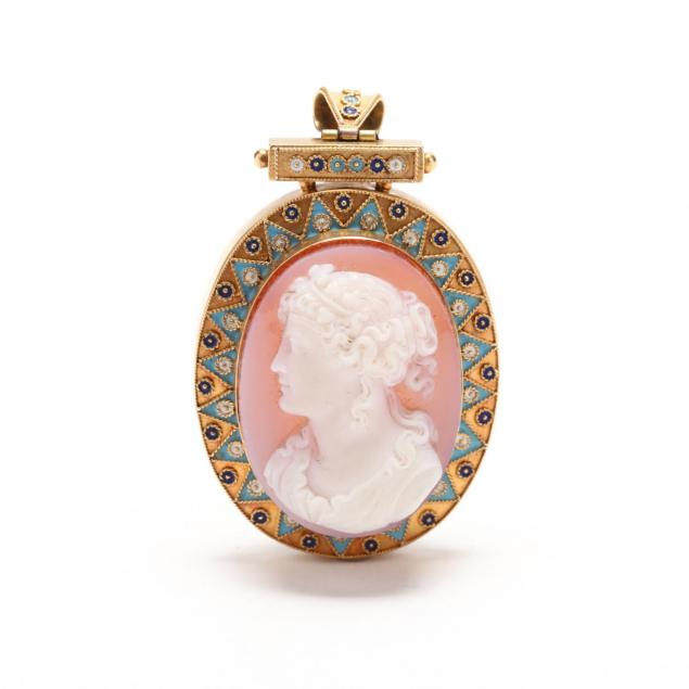 14kt-gold-sardonyx-and-enamel-cameo-pendant