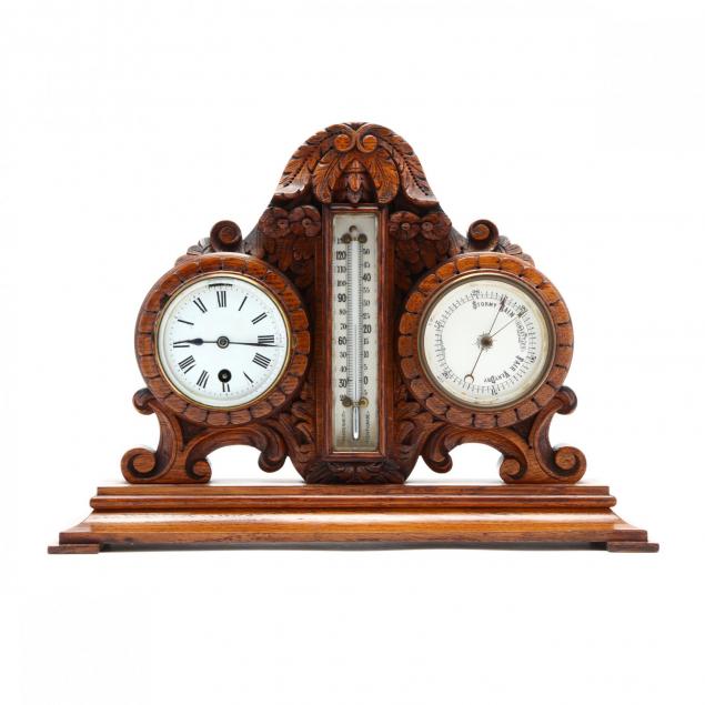 german-carved-oak-barometer-clock