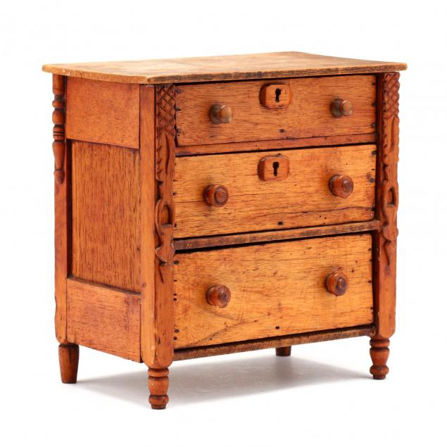 folky-sheraton-carved-miniature-chest-of-drawers