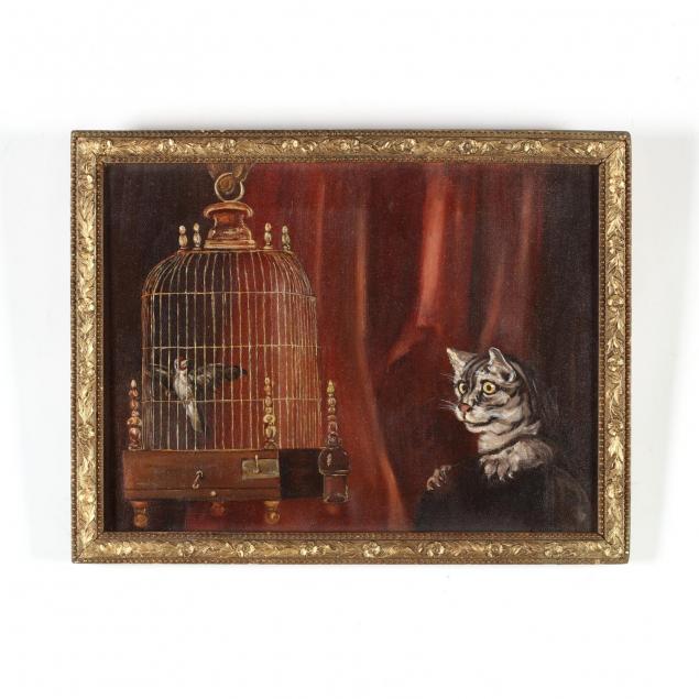 genre-painting-of-a-cat-and-bird