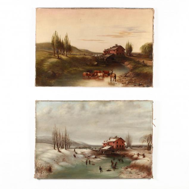 a-pair-of-19th-century-american-genre-paintings-summer-winter