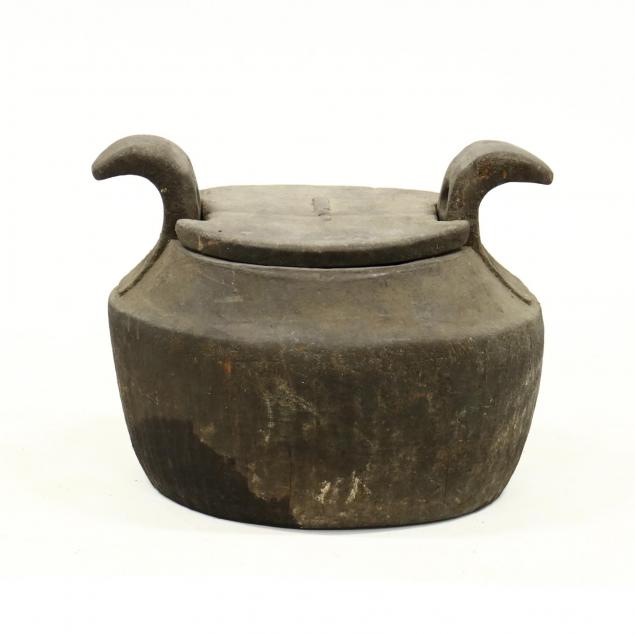 large-chinese-carved-wood-storage-vessel