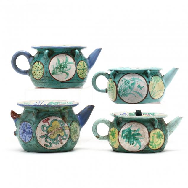 four-chinese-porcelain-spittoon-teapots