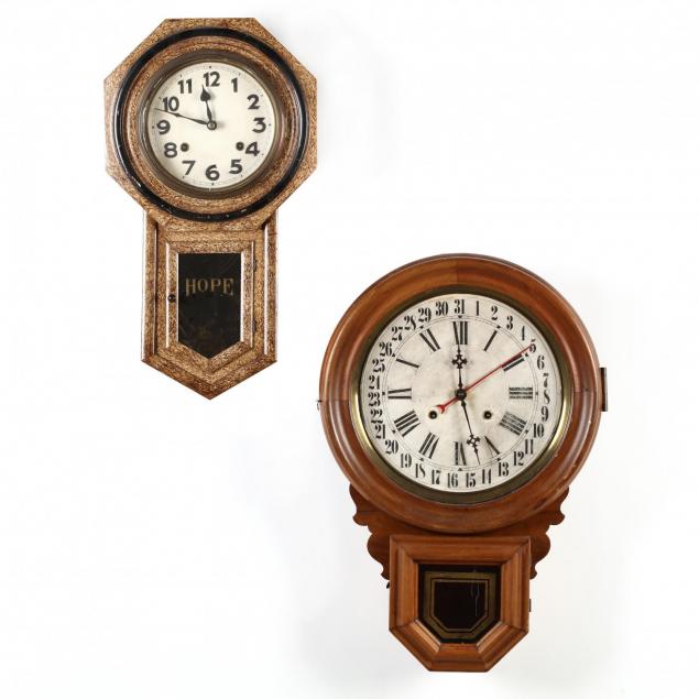 two-antique-wall-clocks