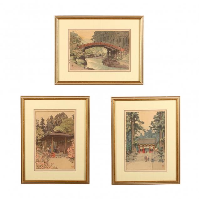 three-japanese-woodblock-prints-by-hiroshi-yoshida-1876-1950
