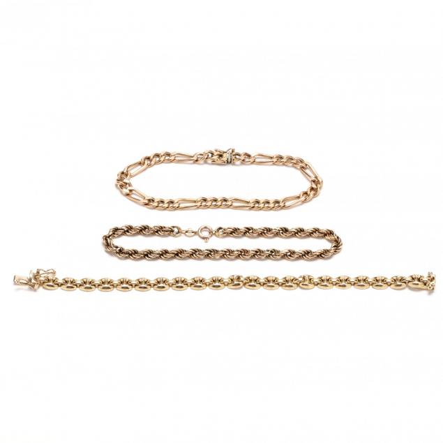 three-14kt-gold-bracelets-italy