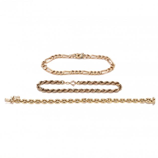 three-14kt-gold-bracelets-italy