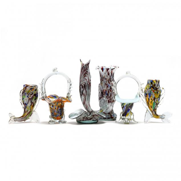 six-czech-art-deco-figural-glass-vases