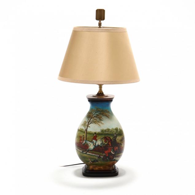 signed-fox-hunting-porcelain-table-lamp