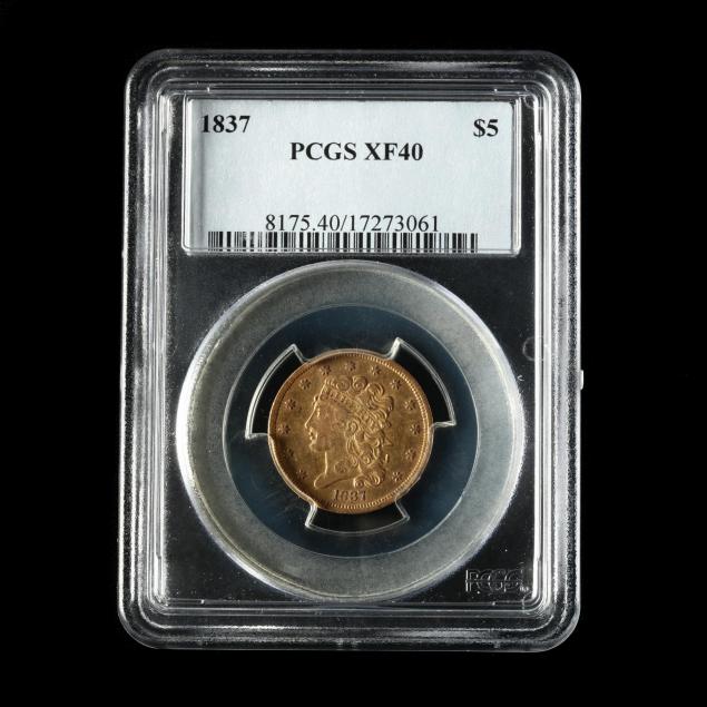 1837-5-classic-head-gold-half-eagle-pcgs-xf40