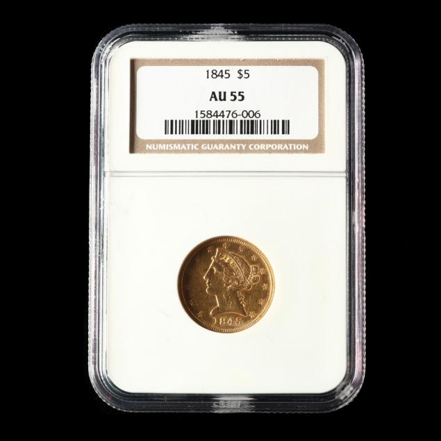 1845-5-gold-liberty-head-half-eagle-ngc-au55