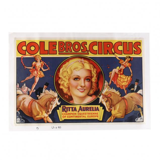 cole-bros-circus-featuring-ritta-aurelia-vintage-poster