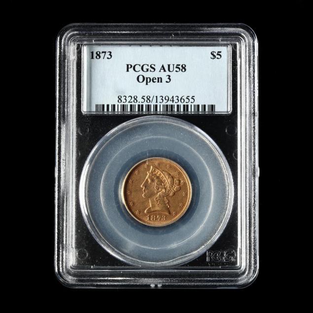 1873-open-3-5-gold-liberty-head-half-eagle-pcgs-au58