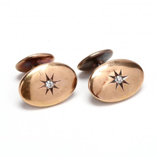 pair-of-vintage-14kt-gold-and-diamond-cufflinks