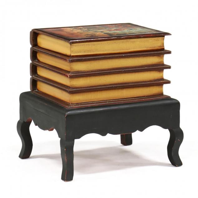 contemporary-painted-faux-book-storage-table