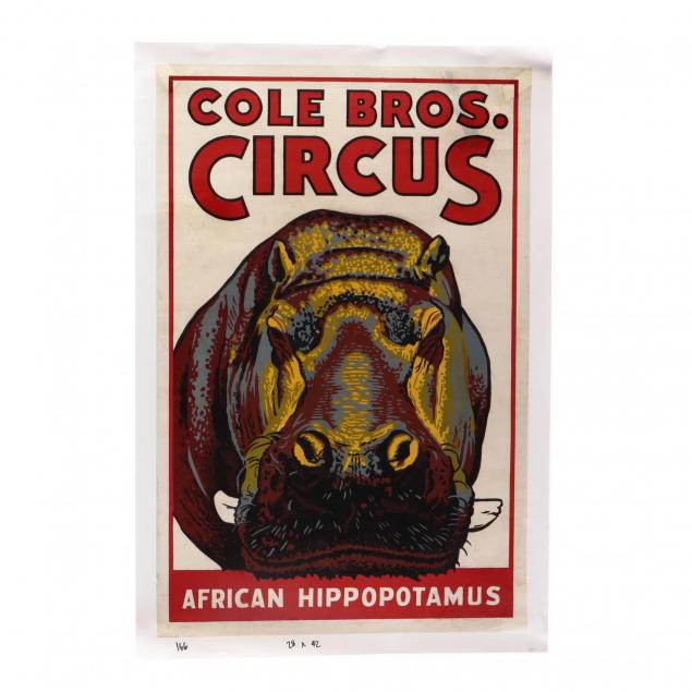 cole-bros-circus-featuring-the-african-hippopotamus-vintage-poster