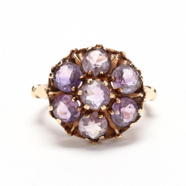 10KT Gold Amethyst Cluster Ring Lot 4058 Estate Fashion JewelryApr 