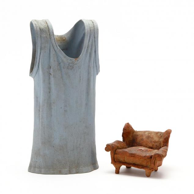michel-harvey-canadian-shirt-vase-and-pottery-chair
