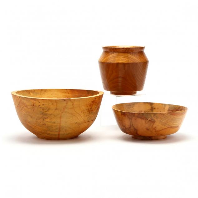 three-turned-wood-vessels