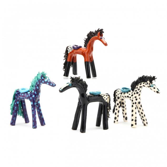 betsey-hurd-mi-set-of-four-pottery-horse-candlesticks