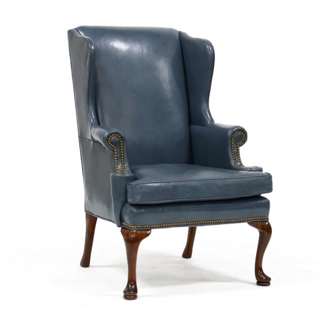 hickory-chair-co-leather-upholstered-wing-back-chair