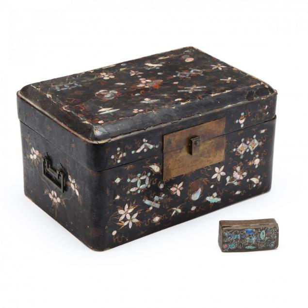 a-chinese-inlaid-large-lacquered-wooden-box-and-bronze-small-box