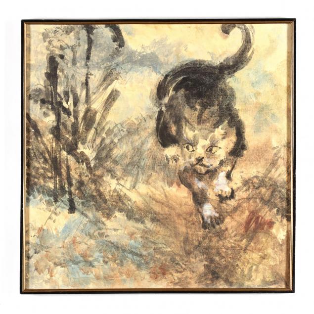 vintage-painting-of-a-stalking-cat