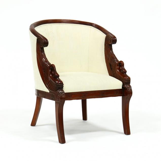 regency-style-carved-mahogany-barrel-back-chair
