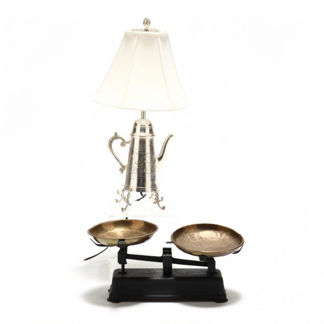 decorative-counter-top-scales-and-tea-pot-lamp