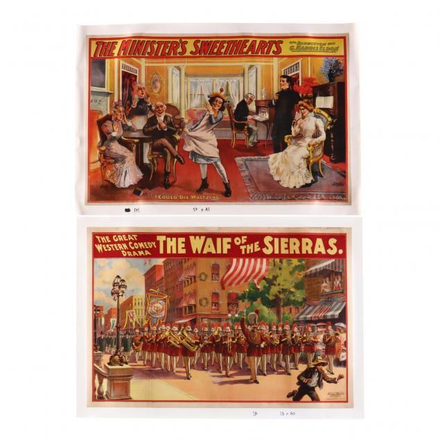 two-vintage-theater-posters-i-the-waif-of-the-sierras-i-and-i-the-minister-s-sweethearts-i-could-die-waltzing-i