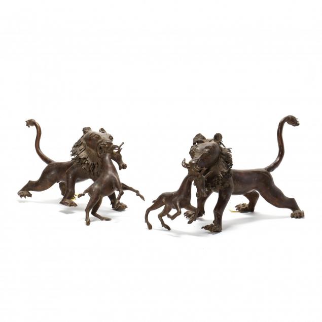 pair-of-west-african-bronze-lions-with-catch