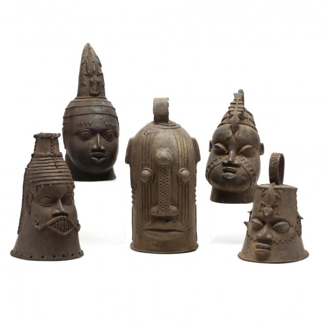 five-african-cast-bronze-heads