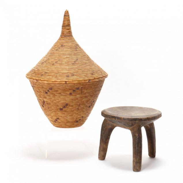 african-tutsi-basket-and-small-senufo-stool