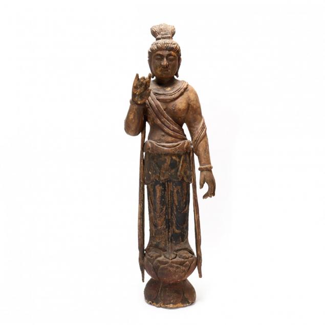 carved-and-painted-wood-figure-of-a-bodhisattva