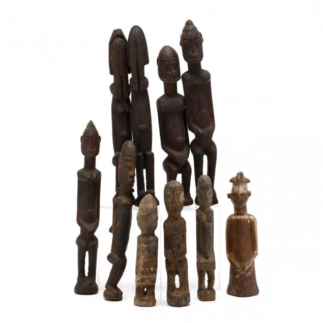 ten-carved-wood-diminutive-dogon-statues