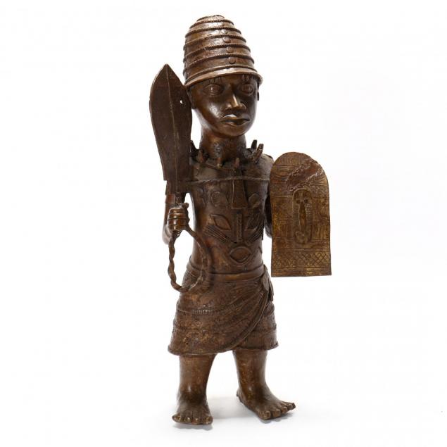 benin-bronze-statue-of-a-warrior