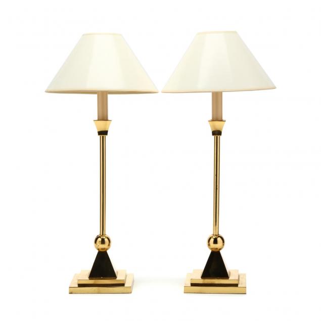 mar Mediterráneo Pendiente Asociar Top Brass, Pair of Brass Candlestick Lamps (Lot 451 - May Gallery  AuctionMay 5, 2018, 9:00am)