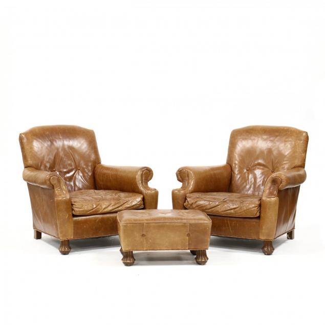 abc-carpet-home-pair-of-leather-club-chairs-and-ottoman
