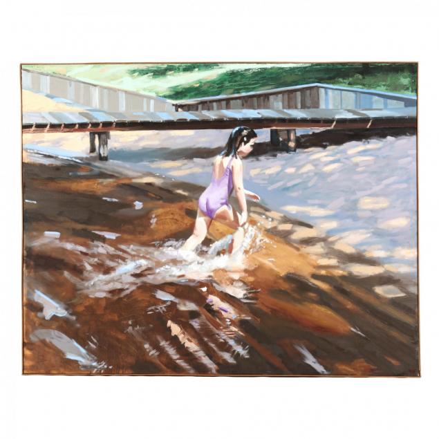 a-contemporary-painting-of-a-young-girl-playing-in-the-water