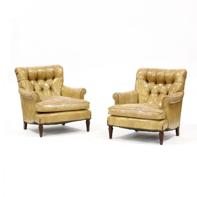pair-of-vintage-leather-upholstered-club-chairs