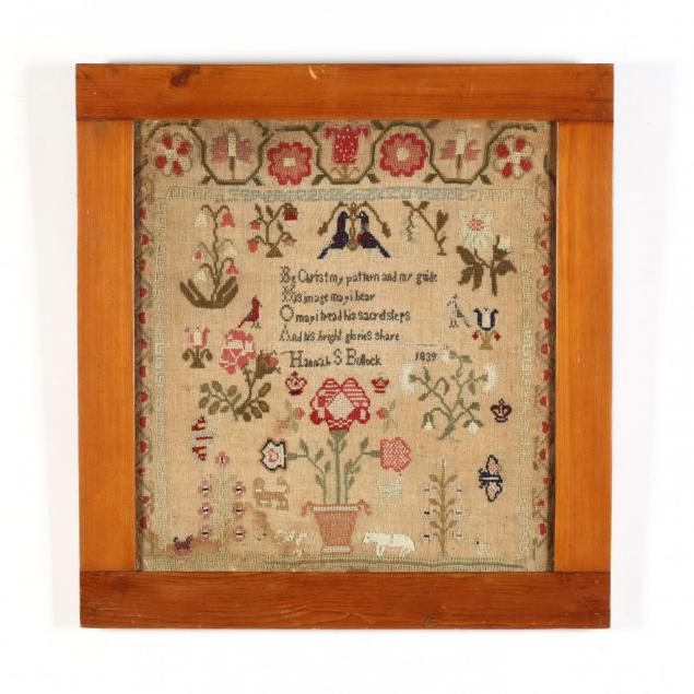 antique-needlework-sampler-american