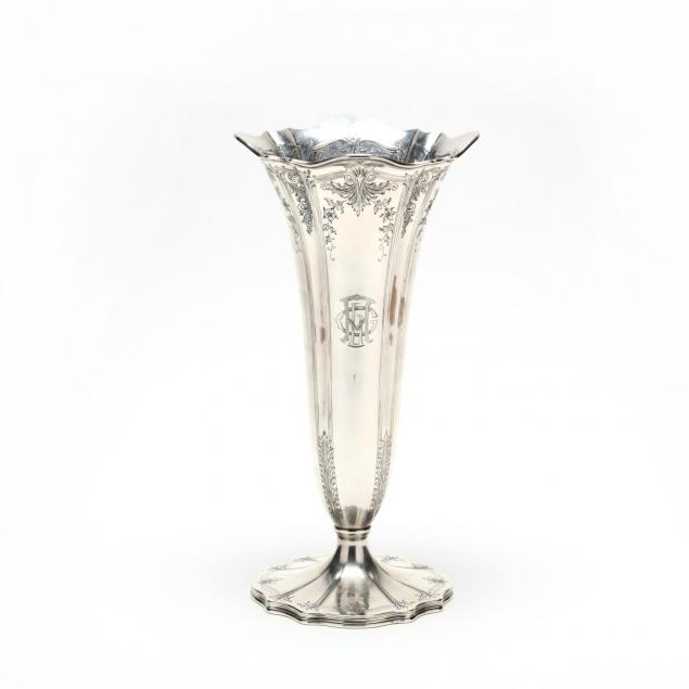 a-large-sterling-silver-trumpet-vase