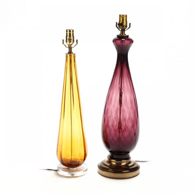 two-vintage-murano-glass-table-lamps