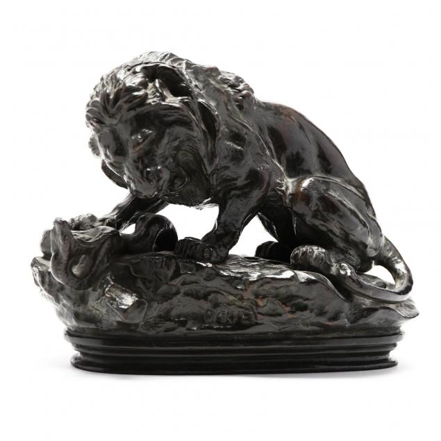 after-antoine-louis-barye-french-1795-1875-i-lion-au-serpent-i-bronze-sculpture