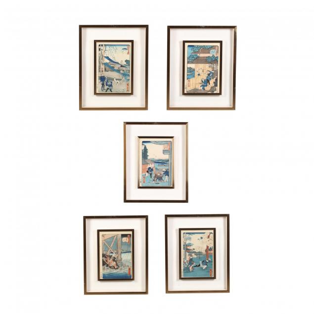 five-woodblock-prints-by-utagawa-hirokage-japanese-active-1855-1865