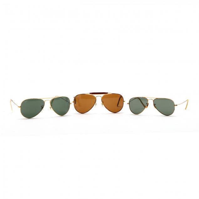 three-pair-of-vintage-ray-ban-i-aviator-i-sunglasses