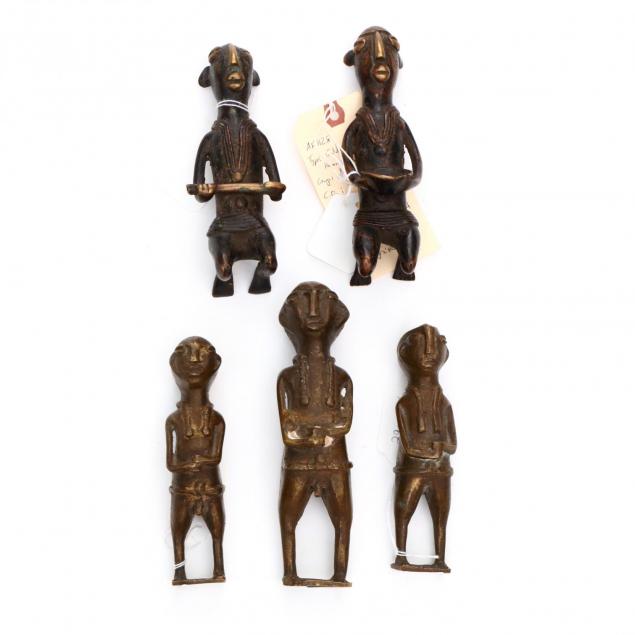 group-of-five-figural-akan-ghana-goldweights