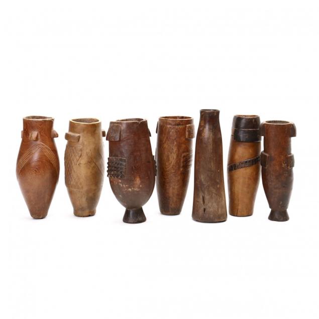 seven-zulu-carved-wood-milk-pails