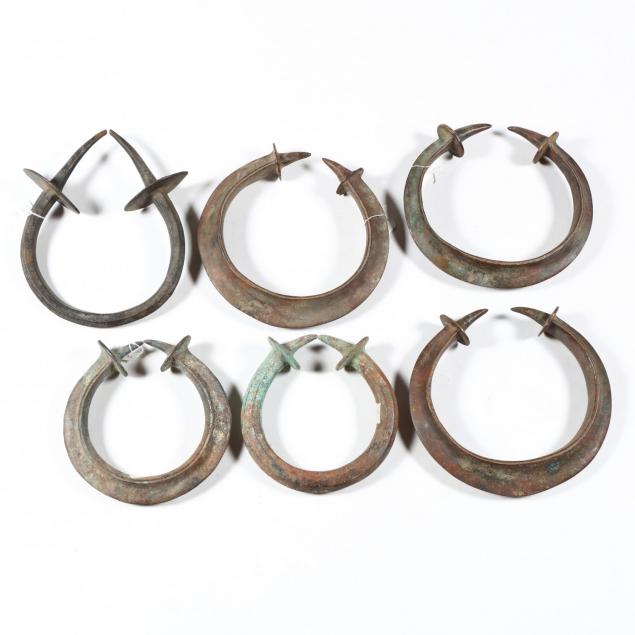 six-yoruba-manilla-copper-currency-collars