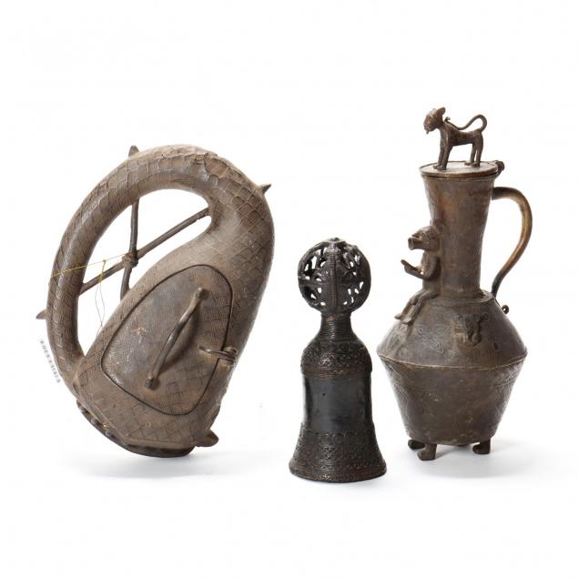 three-african-bronze-objects